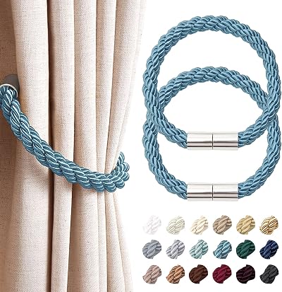 Pretty Jolly 2 Pack Magnetic Curtain Tiebacks Teal Drape Holdbacks