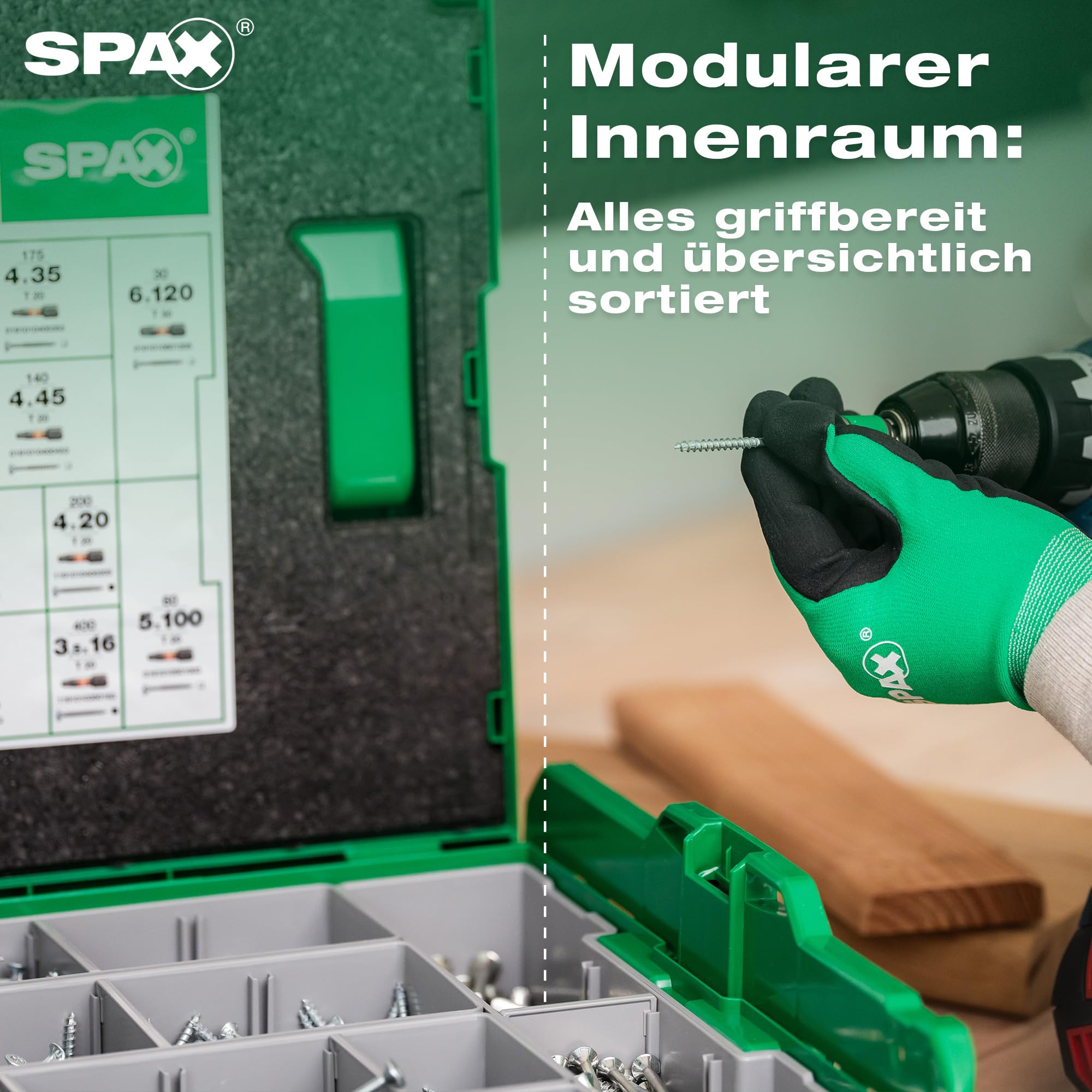 SPAX Montagekoffer L-BOXX groß – 2.446-teiliges Schraubenset mit Senkkopf, WIROX A9J, T-STAR plus, 16 Abmessungen, inkl. SPAX BITBOX - 5000009161019 4