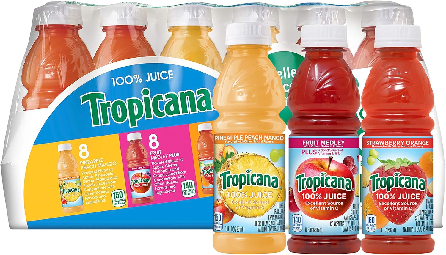 Tropicana 100 Juice 3Flavor Fruit Blend Variety Pack, 10 Fl Oz