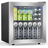 Electactic 48 Can Beverage Refrigerator,12 Bottle Wine Cooler with Stainless Steel Glass Door, Digital Temperature Display, C