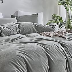 Cottonight Grey Velvet Comforter Set King Plush