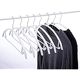 Cocomaya Metal Hangers with Non-Slip Rubber Coating, No Shoulder Bumps, Contour Design with Pants Bar for Sweaters & T-Shirts, White, 16.5 Inch, Pack of 10