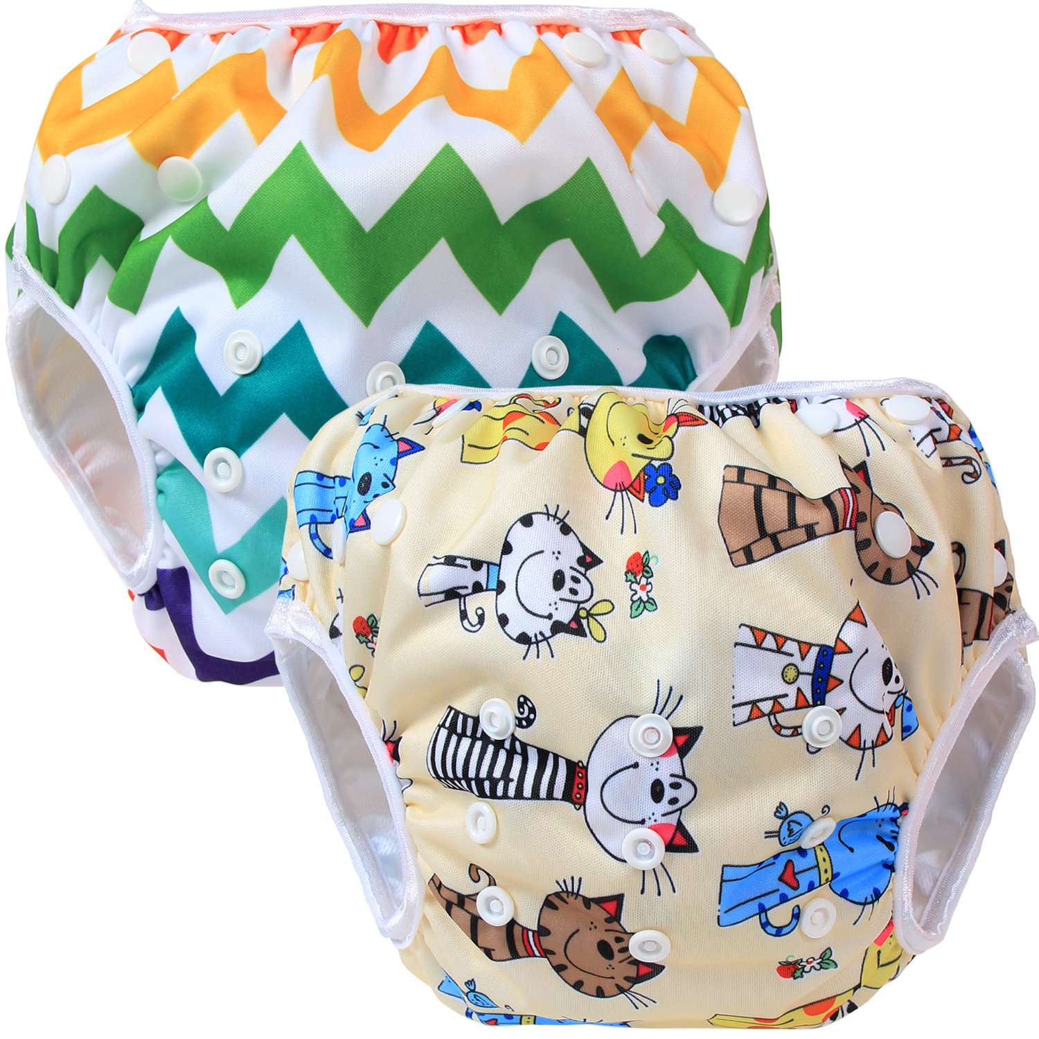Teamoy Pañal Bañador piezas Pañal de natar Pantalones de entrenamiento Gato Chevron