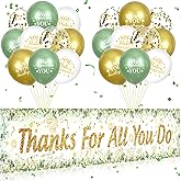 Thank You Appreciation Party Decorations Sage Green Thanks for All You Do Banner with 18Pcs Balloons Eucalyptus Leaves We Appreciate You Yard Sign Decor for Pastor Employee Staff Teachers Doctors