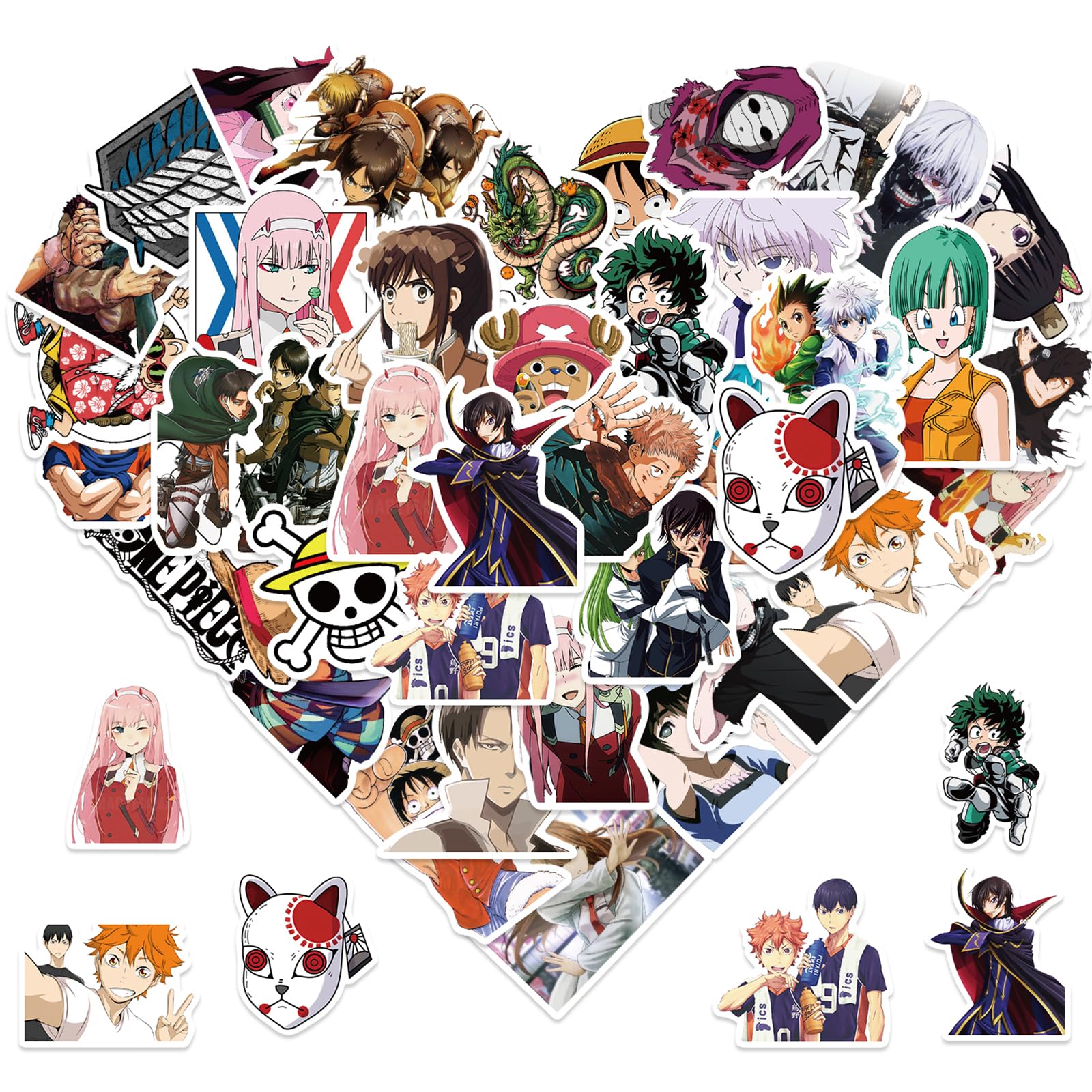 Photo 1 of 100PCS Japanese Anime Mixed Funny Cartoon Waterproof Sticker for Water Bottles Cartoon Characters Stickers for Kids, Toddlers, Teens, Girls, Adults (Japanese Anime)