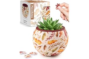 PieceRelax 3D Puzzle Planter 80 Pieces - Flower Pot - Dancing Leaves in Fall, Home Decor Flower Pots for Indoor Cactus, Succulents Pots [K1108]