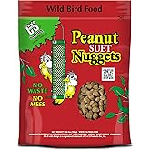 C&amp;S Peanut Flavor Suet Nuggets, Bird Suet for Woodpeckers, 27 Ounces | Suet nuggets for wild birds, no melt suet fed alone or mixed with 5-10 lbs of seed