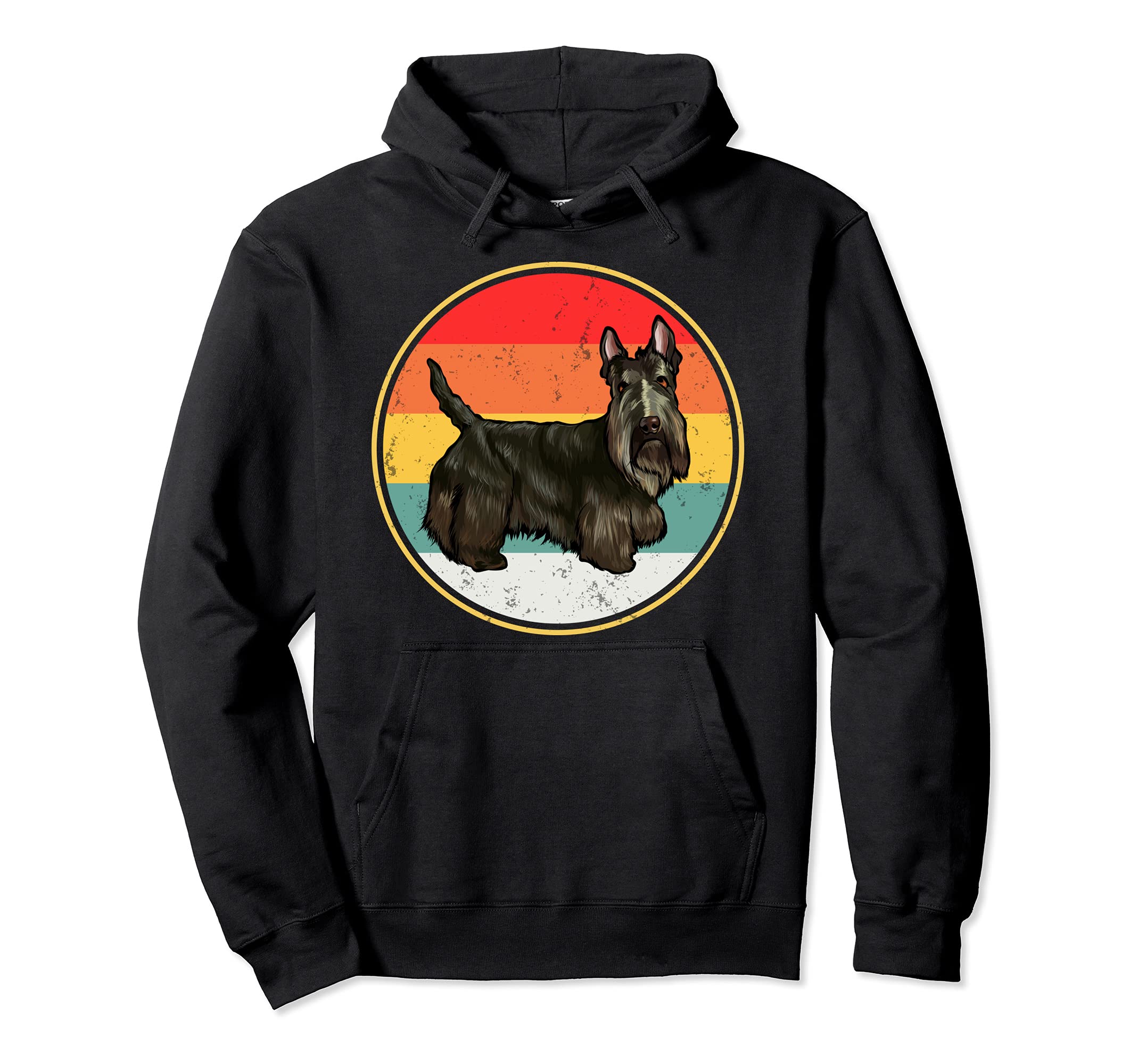 Vintage Retro Sunset Scottish Terrier Dog Pullover Hoodie