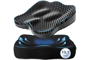 TSMERTOR 19.7in Thicken Cooling Gel Seat Cushion, Larger Gel Seat Cushion for Long Sitting Pressure Relief Seat Pad for Office Chair Egg Cushions for Car, Desk Chair, Wheelchair Cushion