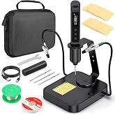 Soldering Iron Kit, Cordless Soldering Gun with 2 Helping Hands, 2s Fast Heating 356-896℉ OLED Solder Kit, Auto Sleep, Includes 360&deg; Swivel Stand, C210 Tips, Wire, Wick, Sponges, Wrench, Black