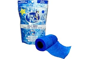 ICEE NOW ICEE Tape, Self Sticking Bandage Wrap, Instant Cold Compress Compression Tape Wrap, Athletic Muscle Tape, Athlete Tape for Pain and Swelling, No Refrigeration Needed, Pink (Blue)