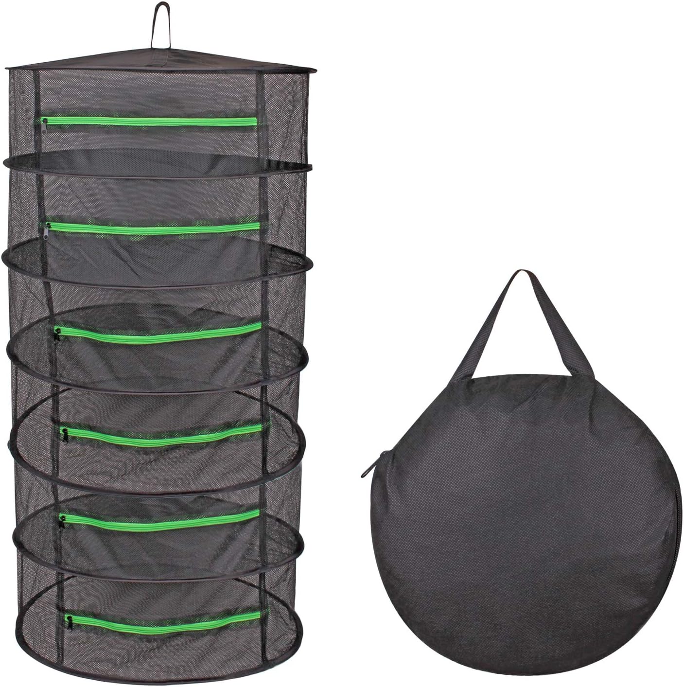 AIICIOO Plant Hanging Drying Net Drying Rack Bud Hanging Storage with Zipper Black 6 Layers
