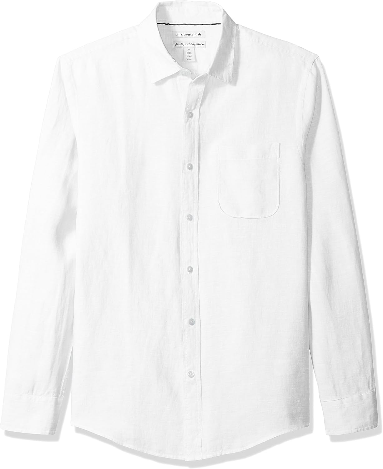  Essentials Men's Slim-Fit Long-Sleeve Linen Shirt: Clothing
