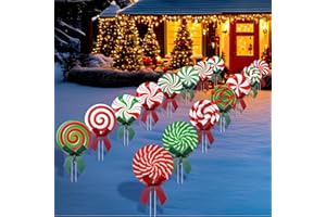 JETEC 15 Pcs Christmas Outdoor Yard Signs Candy Decorations Outdoor Christmas Decorations Xmas Yard Lollipop Candy Hanging Ornaments Stakes Holiday Garden Sign Cardboard for Party Porch Lawn Walkway Decor