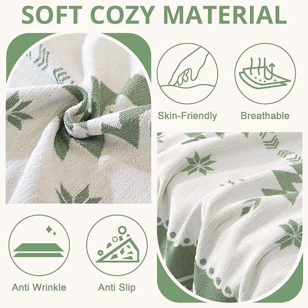 ROYHOM SECTIONAL COUCH COVERS 2 PIECES, L SHAPED COUCH COVER BLANKET, CHENILLE SOFA COVERS WASHABLE, REVERSIBLE SOFA SLIPCOVER WITH TASSEL, SUITABLE FOR ALL SEASONS (71″X118″+91″X134″, GREEN)