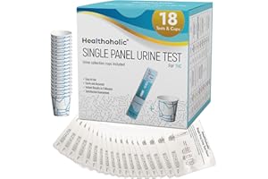 18 Pack Healthoholic Single Panel Drug Test Kit - Marijuana (THC) Detector, Rapid Urine Testing Strips for Home - High Sensitivity, Comprehensive Substance Detection Tests - 18 Tests and 18 Urine Cups