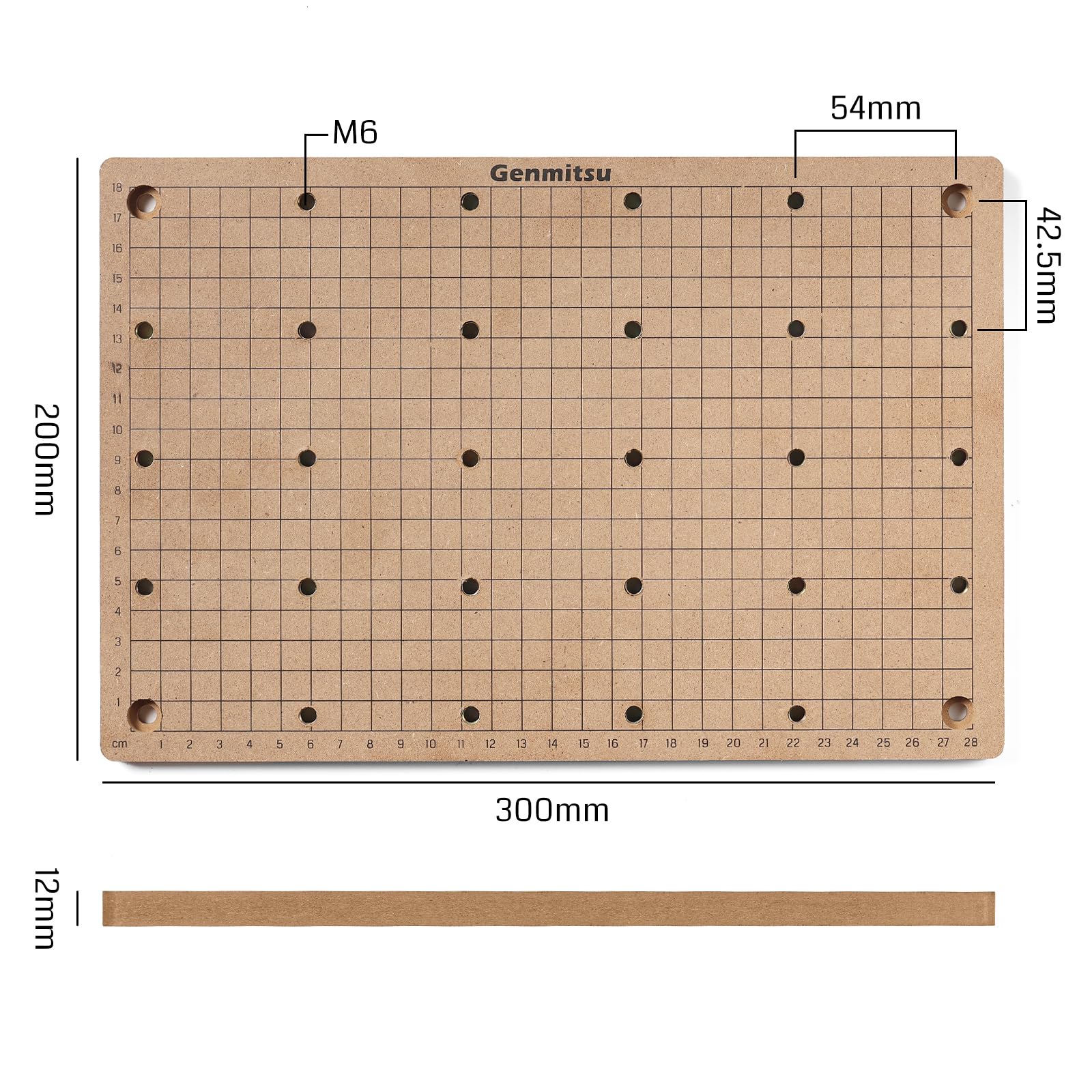 Genmitsu CNC MDF Grid Spoilboard for 3020 CNC Router Machine, Compatible with 3020-PRO Max Perfectly, 300 x 200 x 12mm, M6 Holes (6mm), Screws and Wrench Included