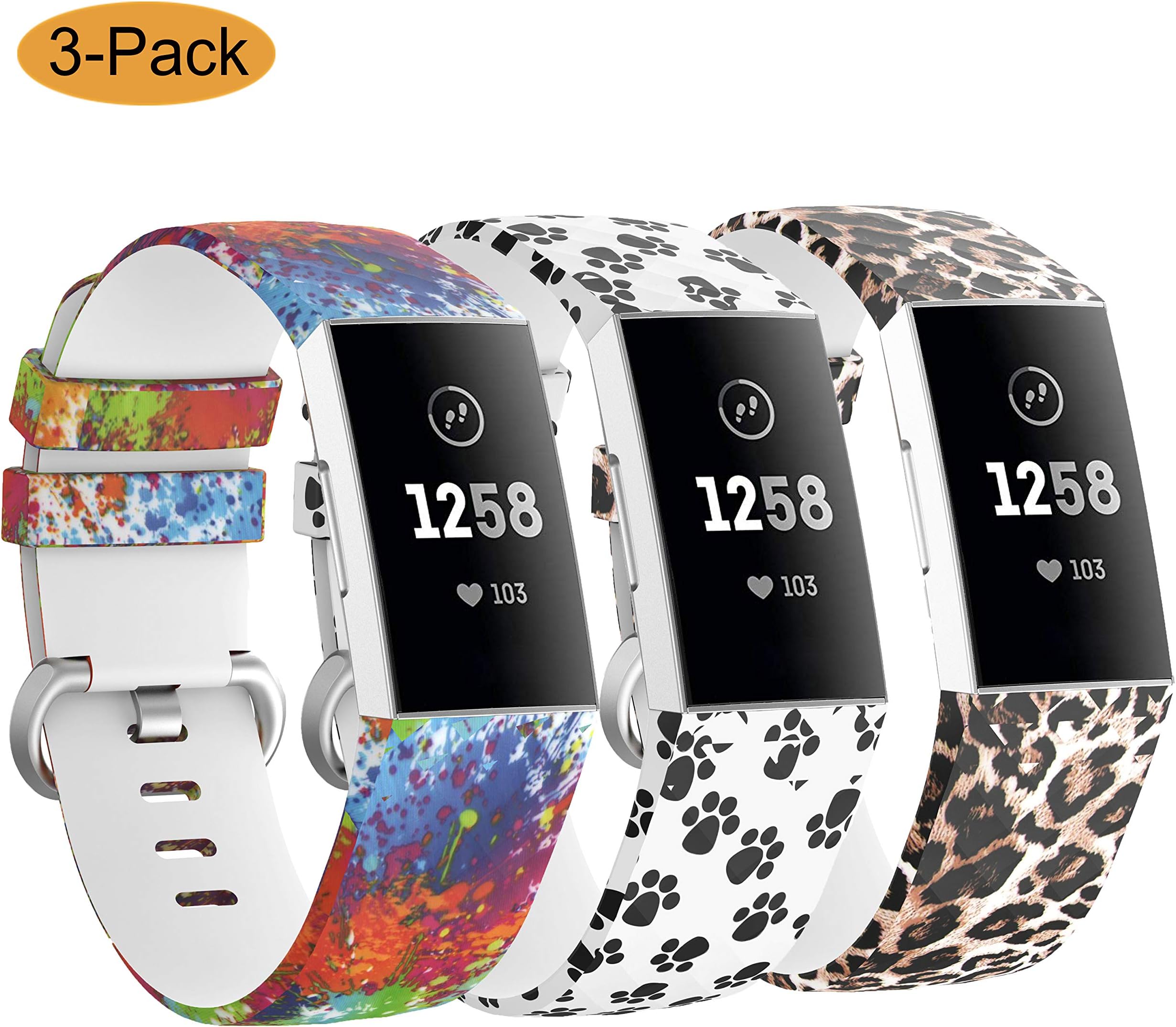 Yayuu Compatible for Fitbit Charge 3 Strap Band, Replacement Accessory Bracelet Silicone Sports Wristband for Fitbit Charge 3/Charge 3 SE Fitness Tracker Small Large