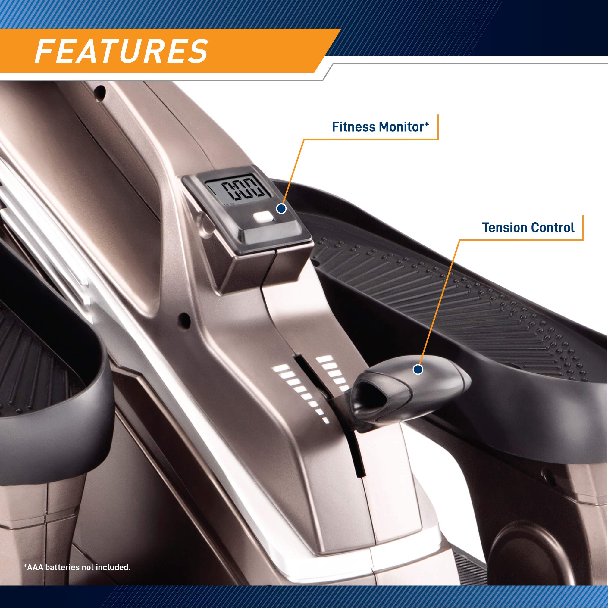 Marcy Bionic Body Magnetic Tension Under-Desk Elliptical Mini Stepper Trainer with Resistance Tubes NS-1009, One Size