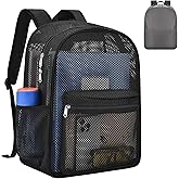 USPECLARE Heavy Mesh Backpack with Rain Cover,See Through Mesh Backpack for School,Beach,Gym,Swimming Equipment,Outdoor Sports
