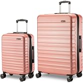 Amazon Basics 2-Piece Hardshell Suitcases Set (21", 30"), Expandable Travel Luggage with Scratch-Resistant Surface, Four Multi-directional Wheels, Telescopic Handle, Rose Gold