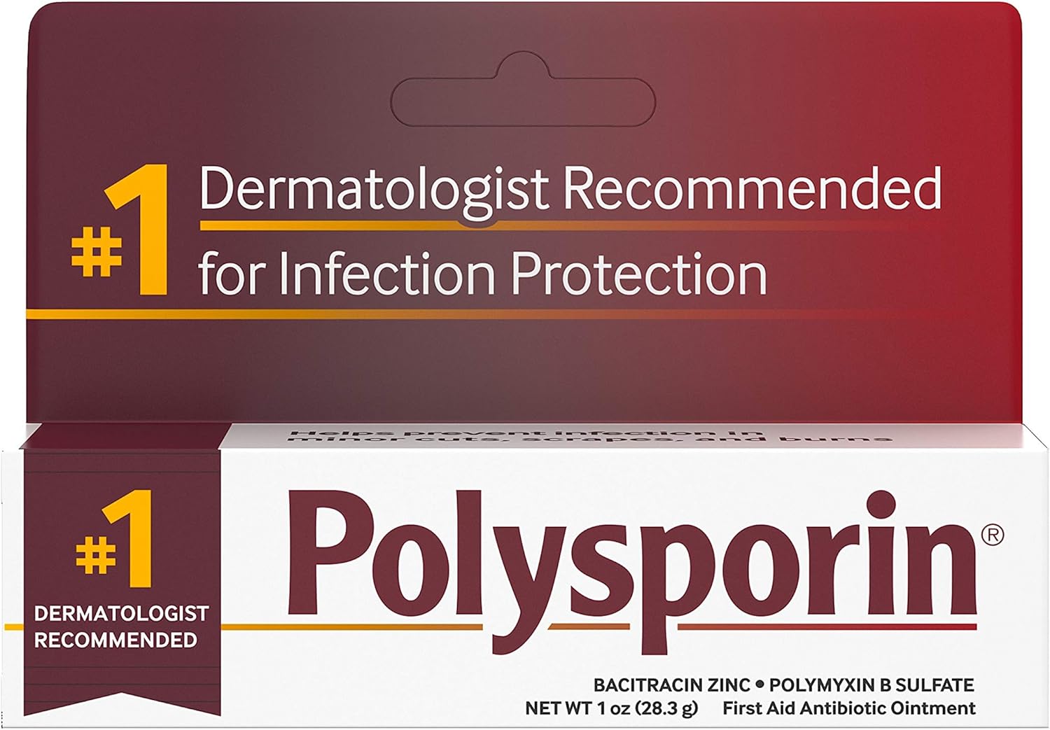 Polysporin First Aid Topical Antibiotic Ointment with Bacitracin Zinc & Polymyxin B Sulfate, For Infection Protection & Wound Care Without Neomycin, Travel Size, 1.0 oz: Health & Personal Care