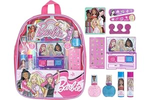 Barbie - Townley Girl Makeup Filled Backpack Set with 12 Pieces, Including Lip Balm, Nail Polish, Nail File, Hair Bows, and O