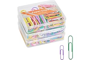 NEEWAY Colorful Paper Clips Assorted Sizes, Small and Large Paperclips, 210 Count, 3 Pack of 70 (Multicolor)
