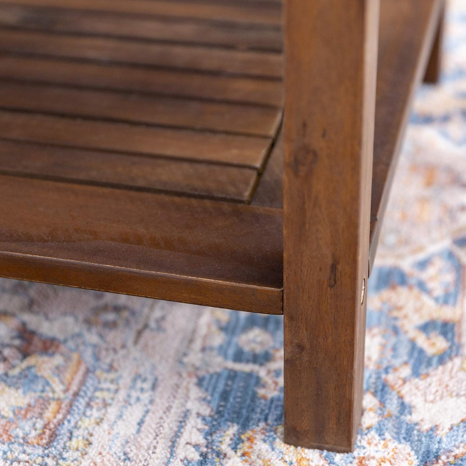 Walker Edison Furniture Company AZWCTDB Outdoor Patio Wood Rectangle Coffee Table All Weather Backyard Conversation Garden Poolside Balcony, Dark Brown : Garden & Outdoor