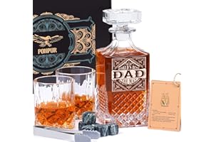 PONPUR Gifts for Men Dad Fathers Day, Whiskey Decanter Set with 2 Glasses, Unique Cool Dad Birthday Gift from Daughter Son, Best Christmas Retirement Present for Man Father