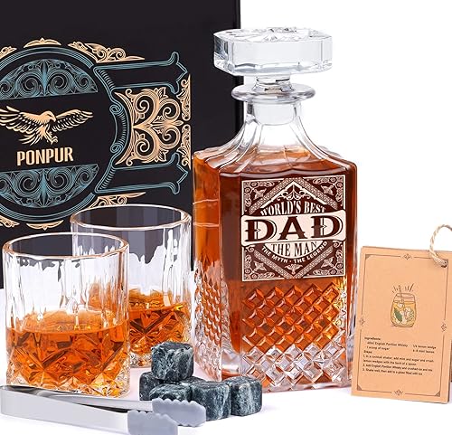 PONPUR Gifts for Men Fathers Day Him Husband from Wife, Whiskey