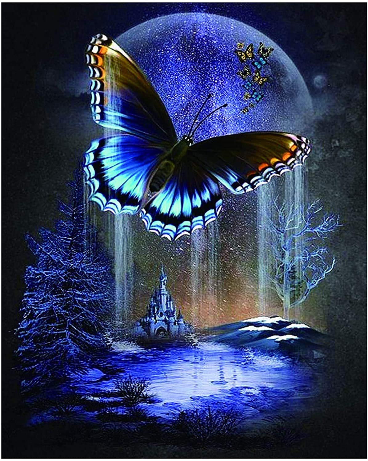 DIY 5D Diamond Art Painting Kits Full Drill, Crystal Rhinestone Embroidery Cross Stitch Craft Painting Pictures for Adults Kids, Canvas Butterfly Painting by Numbers for Home Wall Decor - 30x40cm