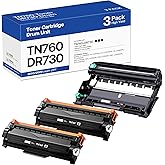 TN760 Toner Cartridge and DR730 Drum Unit Replacement for Brother TN 760 TN-760 TN730 DR-730 Compatible with MFC-L2710DW MFC-L2750DW HL-L2370DW DCP-L2550DW Printer (2 Toners, 1 Drum Unit, 3 Pack)