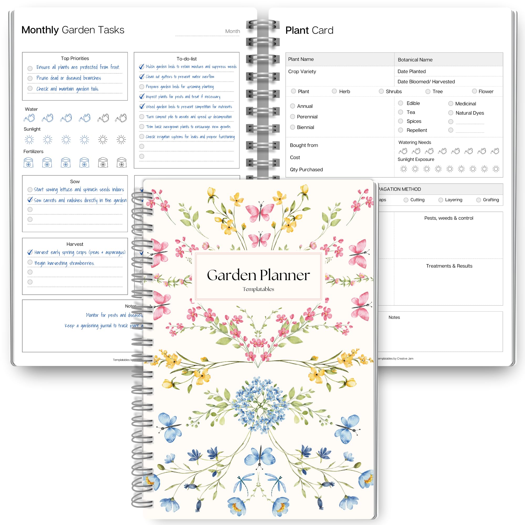 Gardening Planner & Plant Journal | Planting Calendar, Plant Care, Seed Starting, Herb Notes, Garden Planner (Botanical)