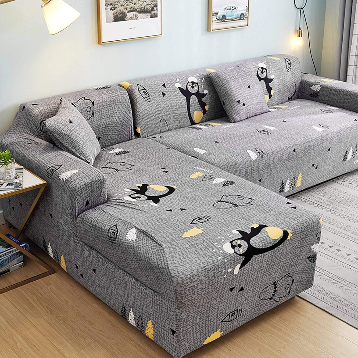 HKPLDE Stretch Sofa Cover Fitted Furniture Protector Printed Sofa Cover