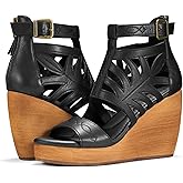 Rollda Women's Wedge Sandals, Platform Sandals High Heels for Women, Fashion Dressy Casual Sandals 2025, Comfortable Open Toe Summer Shoes with Back Zipper Design, Adjustable Ankle Strap