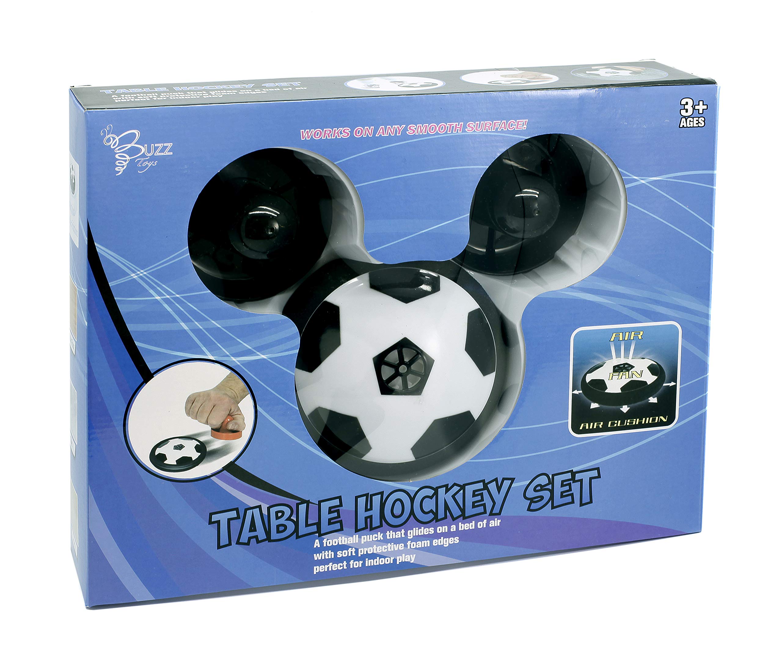 Table Hockey Set – Air Cushion Soccer Puck with 2 Pushers, Glides on Smooth Surfaces, Indoor Game for Kids Ages 3+
