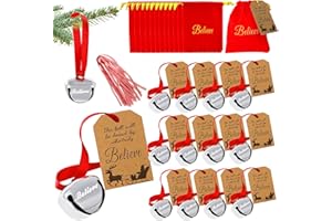 TANTOPALE Christmas Believe Bell Ornaments, Polar Express Bell, Silver Sleigh Bell, Christmas Tree Bell Decoration Holiday Treat Gifts for Kids & Adults