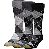 GOLDTOE mens Carlyle Argyle Crew Dress Socks, 3-pairs
