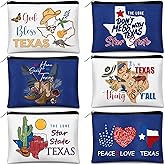 Reginary 6 Pcs Texas Cosmetic Bag Souvenir Gifts California Makeup Bag Florida Souvenir Gifts Zipper Pouch for Women Traveler Party Favors