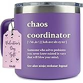KLUBI Chaos Coordinator Gifts for Women - Teacher Appreciation Gifts, Nurses Week Promotion - 14oz Chaos Coordinator Tumbler Mug Purple Gift for Women, Coworker, for Her Nurse Manager Boss