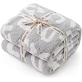 Snuggle Sac Leopard Queen Size Grey Microfiber Fluffy Warm Cozy Fuzzy Soft Blanket Reversible Cheetah Blankets for Bed, Couch, Sofa, 90x90 inches