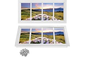 Ktondic Shed Window 2 Pack 10"X23" White Transom Window Fixed Design,Flush Mount Household Windows with Tempered Glass and Srews for Shed,Chicken Coop,Barns,Playhouse and Garage