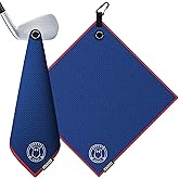 Ghost Golf Magnetic Towel (Greenside) - Premium Ultra-Absorbent Microfiber Golf Towel with Magnet for Golf Carts or Clubs - 18" x 18" Golfing Gear - Waffle Weave Pattern (Blue)