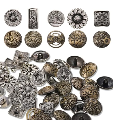 Bezelry 12er-Set Metallknöpfe 'Vogel In Blumen' - 16 Mm Schaftknöpfe In Silber & Schwarz Für DIY & Nähprojekte