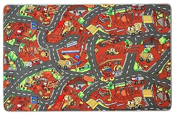 Spielteppich Autoteppich Straßenteppich Baustelle - 140x200cm, Anti