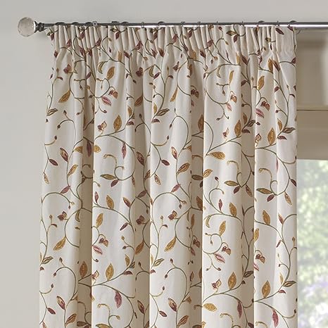 Rectella Leaf Trail Lined 3 Tape Curtains Autumn 66 X 72 Inch