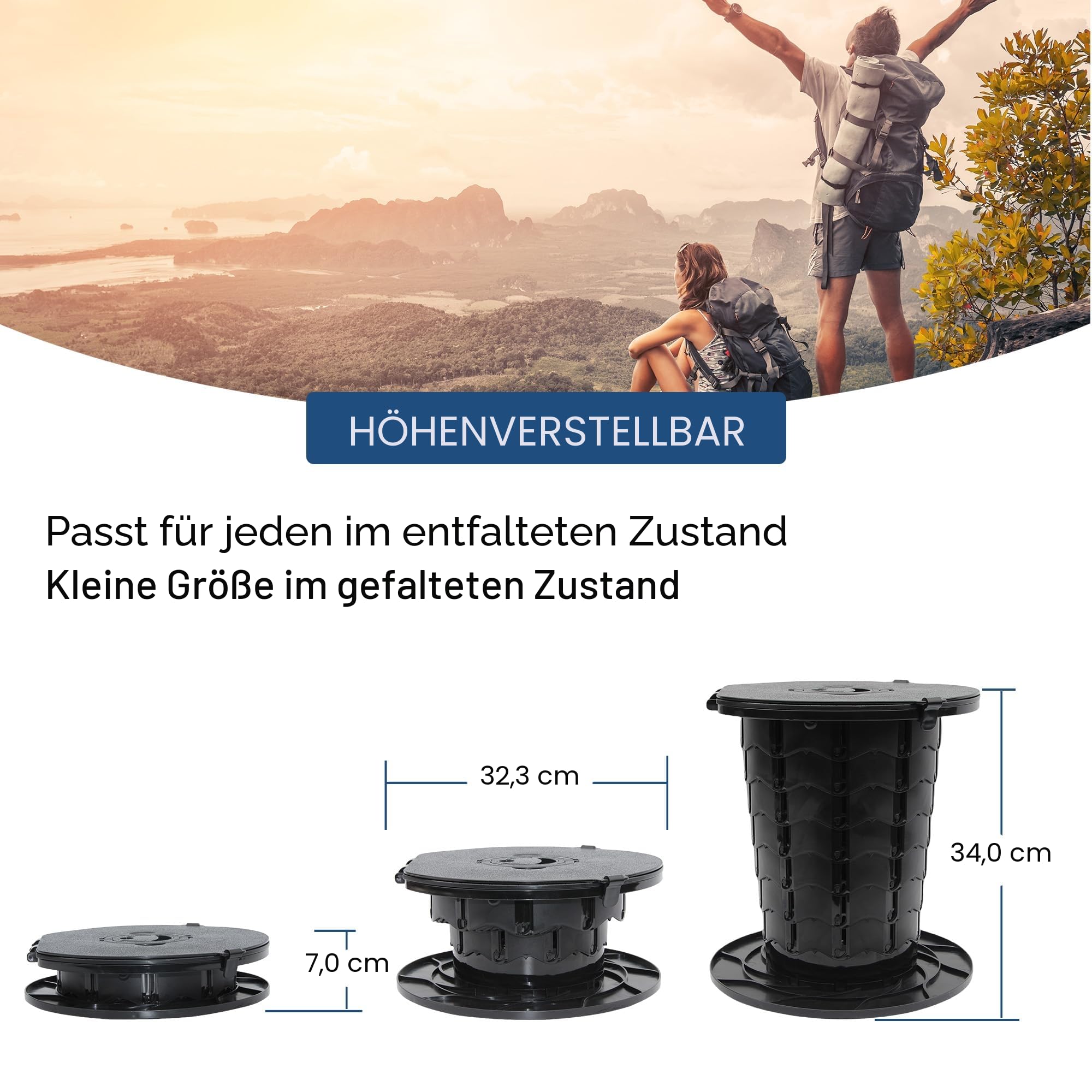 ALEVMOOM Upgrade Tragbare Toilette für Erwachsene Falttoilette Reise-Toilette mit weiblichem Urinalgerät, Einstellbare Höhe Camping Toilette Tragbares Töpfchen für Auto Wandern Strand (Schwarz) 3