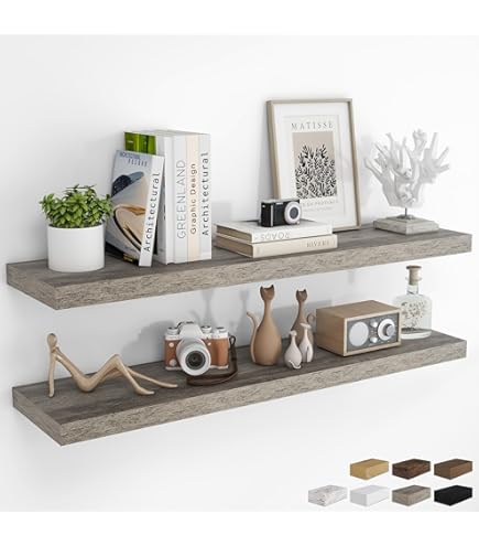 Urbandi Estantes Flotantes Modernos De 3 Pulgadas De Espesor Para Pared, Estantes Anchos Para Cocina, Sala De Estar, Dormitorio Y Baño, Madera De Pino Natural, Estante De Madera Rústico, (juego De