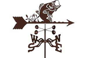 E-Z VANE EZ Vane Steel Bass Weathervane 21” Height, Includes Metal Deck Mount, Wind Cups & Brackets | Hand-Crafted and Family-Owned, Made in The USA with Triple Powder Coating, Limited